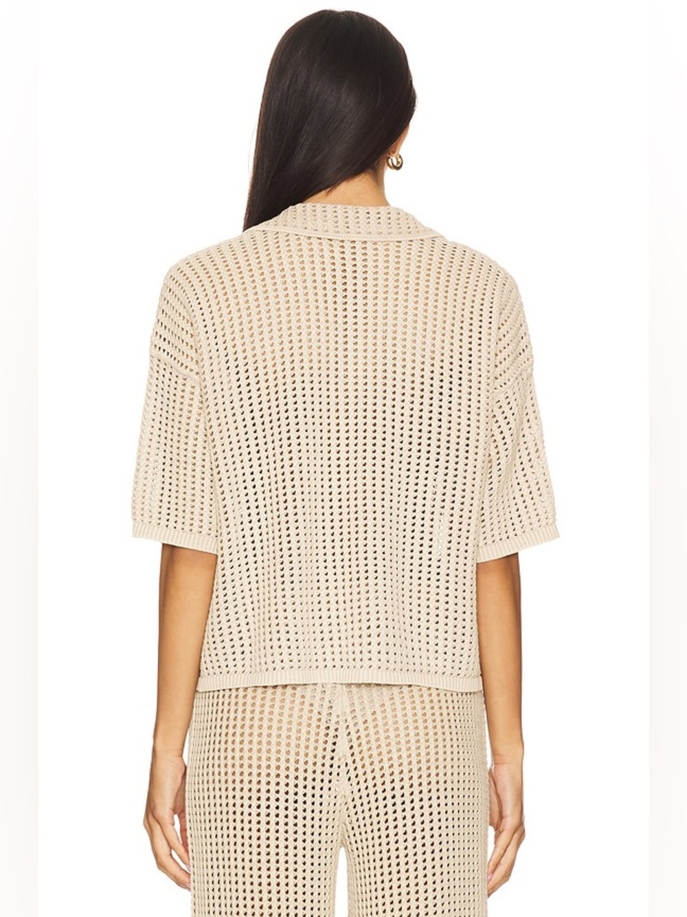 Barefoot Dreams Sunbleached Buttoned Short Sleeve in Stone - Picture 3 of 8